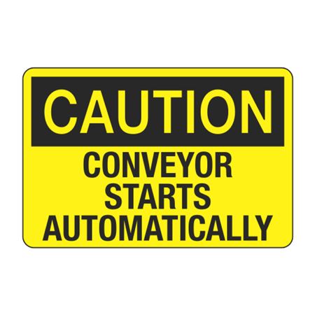 Caution Conveyor Starts Automatically Decal